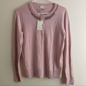 NWT A New Day Women’s size Small button front cardigan with embellished neckline